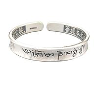 S925 Ladies Vintage Silver Bracelet Sanskrit Scriptures Creative Carving Luxury Temperament Personality Gift Chinese Classic