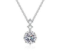 s925 moissanite Pendant Necklace six Claw Inlaid Clavicle Chain for Women