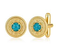 S925 Natural Turquoise Cufflinks Wedding & Father's Day Jewelry Gift for Men