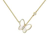 S925 Necklace Female Versatile White Pearl Shellpendant Butterfly Pendant Shell Clavicle Chain