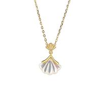 S925 Necklace for Women White Pearl Shells Pendant Apricot Leaf Skirt Inlaid Shell