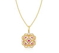 S925 Plated 9K Red Corundum Lucky Four-Leaf Clover Flower Vine Pendant Female Japan And South Korea Light Luxury Retro Zircon