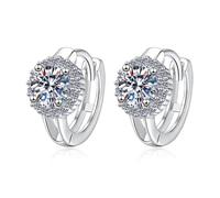 S925 pure silver 1CT D colored moissanite halo women's earrings, sparkling cubic zirconia earrings for Christmas and anniversaries