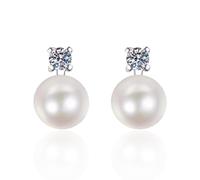 S925 pure silver moissanite pearl earrings, 9mm freshwater pearls, 0.6ct moissanite women's earrings, elegant wedding and birthday gifts