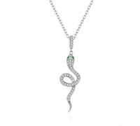 S925 Serpent Pendant Necklace Layering Jewelry with Crystal Accents Unique Double Silver Chain Design for Women