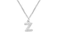S925 Silver A-Z 26 Initial Crystal Pendant Chain Choker Necklace For Women Lady Girl (Z)