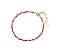S925 Silver Bracelet, Ladies Red String Japanese Light Beads Naked Chain Wavy Winding Bracelet Golden, 925 Silver