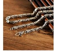 S925 Silver Chain Byzantine Link 4mmW Men's Necklace 22inchL