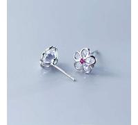 S925 Silver Earrings Korean Style Fashion Diamond Five Petals Flower Earrings Temperament Beautiful Lady Silver, LJBLEUSK