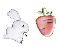 S925 Silver Earrings Korean Woman Cute Rabbit Asymmetric Summer Carrot Earrings, LJBLEUSK, Argent