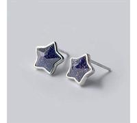 S925 Silver Earrings Nails for Men and Women Synthetic Couples Violet Sand Five-Pointed Star Earrings Temperament Earringsone Pair, LJBLEUSK