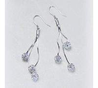 S925 Silver Earrings Women Han Tianmei Earrings Diamond Ball Temperament Gland long Earrings, LJBLEUSK, Argent