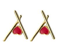 S925 Silver Earrings Women's Fashion Korean Triangle Sweet Earrings Heart Red Temperament Simple in Heart Shape, LJBLEUSK