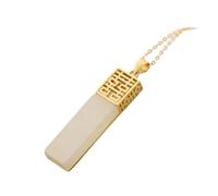 S925 Silver Gold-Plated Natural White Jade Double Happiness Necklace Pendant (Chain) for Women Genuine