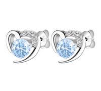 S925 Silver Heart Charm Crystal Birthstone Stud Earrings Gift For Women Girls Birthday Christmas Earrings Jewellery (March)