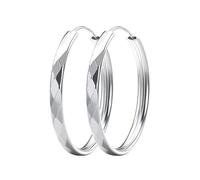 S925 Silver Hoop Earrings For Women Girls Lightweight Multiple Styles Hoop Earrings 30/40/50/60mm Large Hypoallergenic Hoops Earring For Mum Daughter Friends (Rhombus, 60mm)