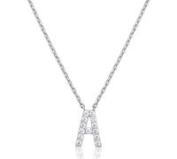 S925 Silver Initial Necklace Charm Choker, Initial Crystal Pendant Chain Choker Necklace, Personalised Pendant Jewellery with Cubic Zirconia Gifts for Women Girls