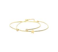 S925 Silver Jewelry Women's Simple Style Bracelet Five-Pointed Star Double Zircon Open Bracelet Jewelry Yellow, 925 Silver