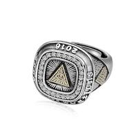 S925 Silver Masonic Ring Freemason Ring Triangle All-Seeing Eye of Providence Ring for Men Silver Mason Ring illuminati Mens Jewelry