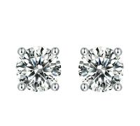 S925 Silver Moissanite Earrings Simple Pure Love Studs Four-Prong Design Women's Gift