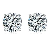 S925 Silver Moissanite Earrings Simple Pure Love Studs Four-Prong Design Women's Gift
