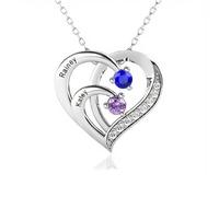 S925 Silver Necklace with Crown/Heart Pendant - Engravable O-Link Chain Mother's Day Gift for Women (41-50cm, 3 Color Options)(WhiteGold-2Drill)