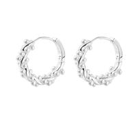 S925 Silver Needle Circle Pearl Ear Buckle Women Spring and Retro Light Luxury Design Earrings Blue Stone Earrings (Silver, One Size)