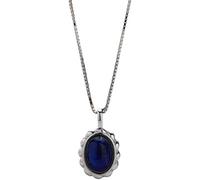 S925 Silver Oval Lapis Lazuli Pendant Necklace Delicate for Women Stone Jewelry Girls