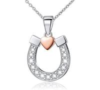 S925 Silver U-Shaped Two-Tone Pendant with Zirconia Women's Necklace Rose Gold Love Horseshoe Pendant for Valentine's Day