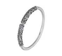 S925 Silver Vintage Bracelet For Women Men Matte Relief Cloud Opening Simple And Chinese Style Personality Creative Beautiful Charm Gift