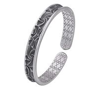 S925 Silver Vintage Bracelet For Women Men Matte Relief Pattern Opening Simple And Chinese Style Personality Creative Beautiful Charm Gift