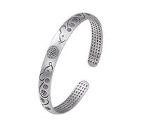 S925 Silver Vintage Bracelet For Women Men Mouse Scripture Blessing Opening Simple And Chinese Style Personality Creative Beautiful Charm Gift