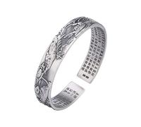 S925 Silver Vintage Bracelet For Women Men Relief Mandarin Duck Scripture Opening Simple And Chinese Style Personality Creative Beautiful Charm Gift