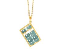 S925 Silver With Natural A-Goods Jade Blue Water Abacus Pendant Necklace (With Chain) for Women Genuine Jade
