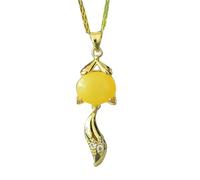 S925 Silver with Natural Beeswax Fox Necklace Pendant (Chain) Jade
