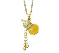 S925 Silver with Natural Beeswax Gourd Necklace Pendant (Free Chain) Jade