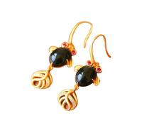 S925 Silver with Natural Black Jade Carp Earrings for Women Yoga Genuine