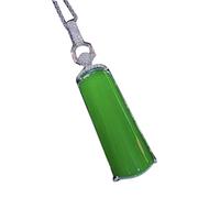 S925 Silver with Natural Green Chalcedony Ping An Pendant Necklace (with chain)