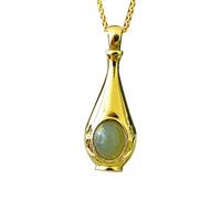 S925 Silver with Natural Hetian Jade Vase Necklace Pendant (Free Chain)