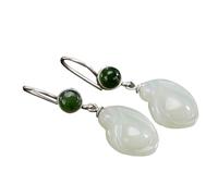 S925 Silver with Natural Hotan White Jade Peach Earrings for Women Yoga