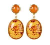 S925 Silver with Natural Jade Egg Face Yellow Ear Stud Earrings for Women Yoga Genuine