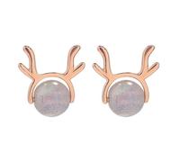 S925 Silver with Natural Jade Gray and Blue Deer Ear Studs Earrings for Women Yoga Genuine