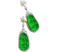 S925 Silver with Natural Jade Ice Green Lucky Bean Ear Studs Earrings for Women Yoga Genuine