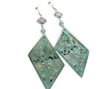 S925 Silver with Natural Jadeite Joyful Earrings Jade for Women Yoga