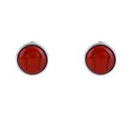 S925 Silver With Natural Red Amber Round Earrings Jade for Women Yoga