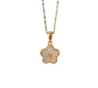 S925 Silver with Natural White Jade Plum Blossom Necklace Pendant for Women Yoga Genuine 3