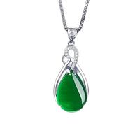 S925 Silver Women's 45cm Necklace Natural Corundum Pendant Jade Turquoise Collarbone Jewelry Gemstone Bizuterias