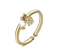 S925 Sterling Flower Ring Fashion Opening Adjustable Zircon Pearl Ring Wedding Enagement Anniversary Ring Jewelry Gifts for Women