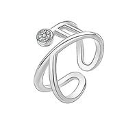 S925 Sterling Geometric Ring Fashion Double Line Bar Parallel Bar Adjustable Opening Rings Jewelry Gifts for Women Christmas,