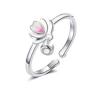 S925 Sterling Magnolia Ring Fine Fashion Opening Adjustable Zircon Ring Wedding Enagement Anniversary Ring Jewelry Gifts for Women